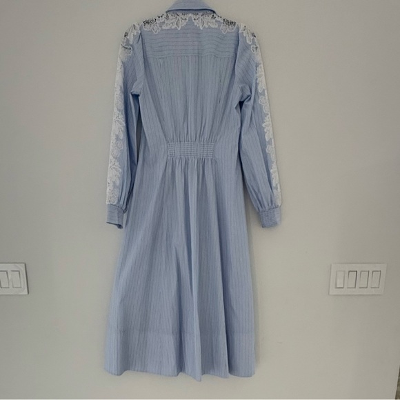 NWOT - ME + EM Cotton Stripe And Lace Midi Shirt Dress - SIZE 4 - Picture 7 of 12